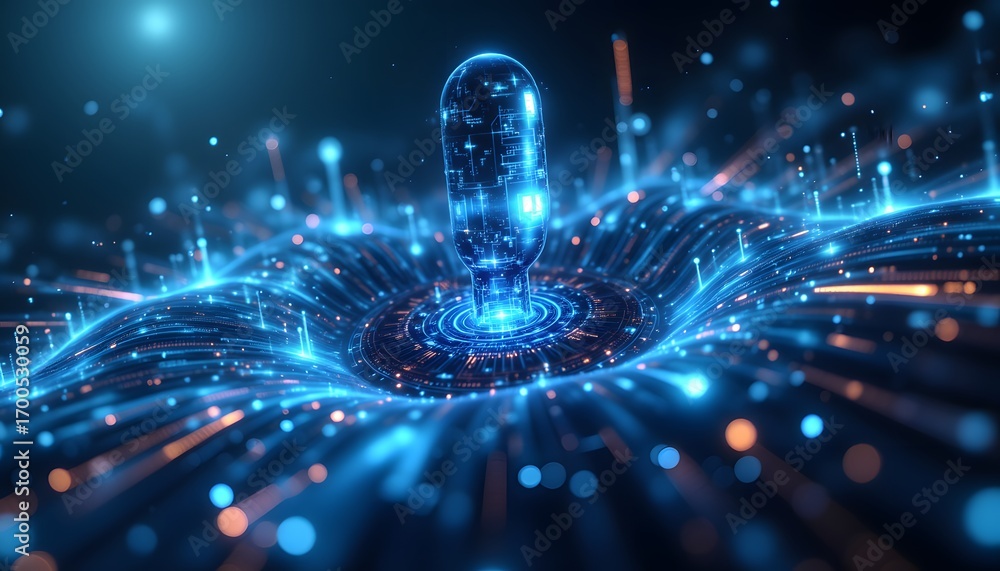 Fototapeta premium A cutting edge AI virtual assistant powered by a combination of Prompt Engineering and LLM Deep Learning Technology that enables seamless communication and provides explainable information for smart b