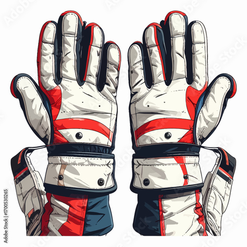 A pair of stylish, retro-designed racing gloves, displayed against a white background.