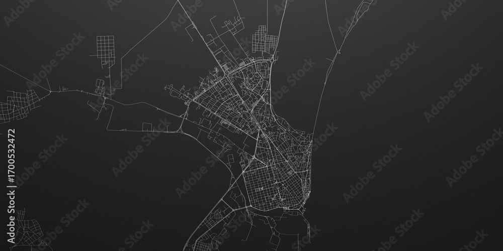 Obraz premium Burgas (Bulgaria) street map. The style of the map is black paper