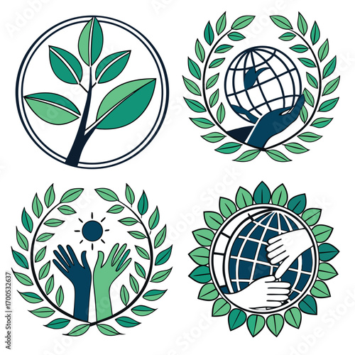 Environmental protection and global care symbols earth