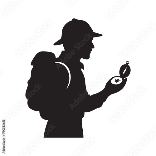 Silhouette of a man holding a gun vector illustration.