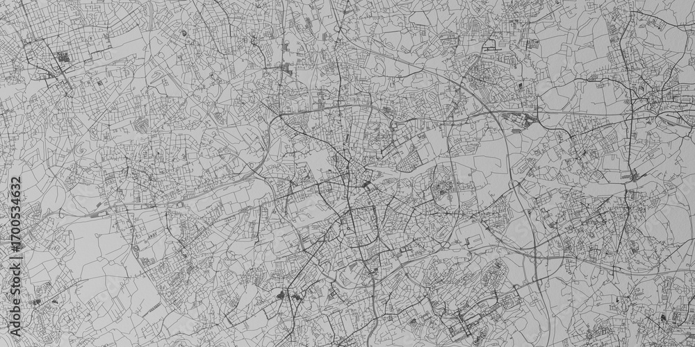 Obraz premium Bochum (Germany) street map. The style of the map is grey paper