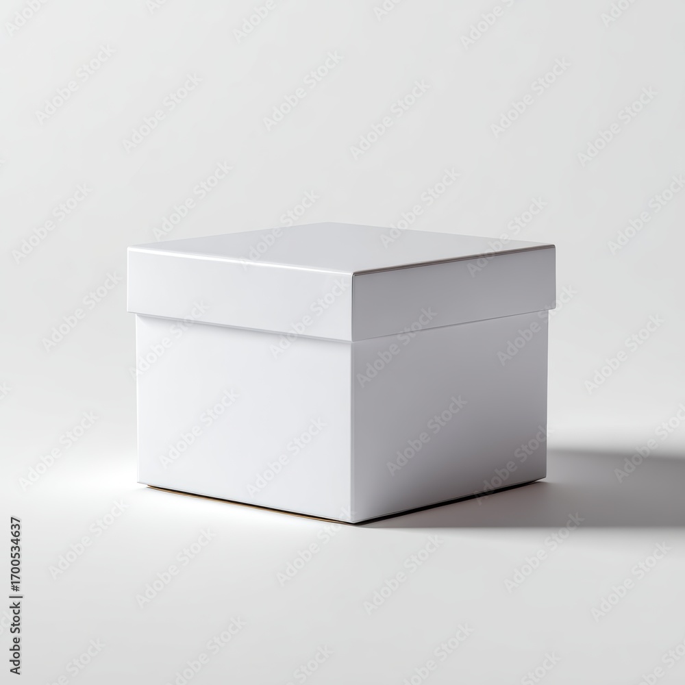 Naklejka premium box packaging mockup for retail product, clean white background, soft shadows