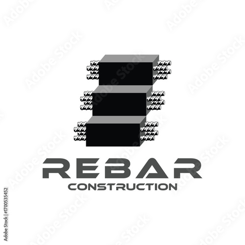 logo design of threaded iron reinforcement in concrete stair beams