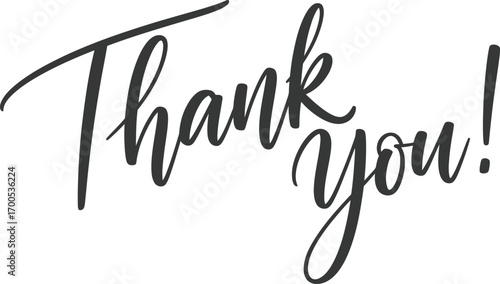 Thank You Cursive Script with Flourishes, on Transparent Background