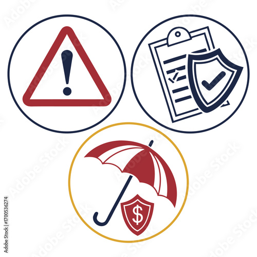 Icons for risk, insurance, and financial protection