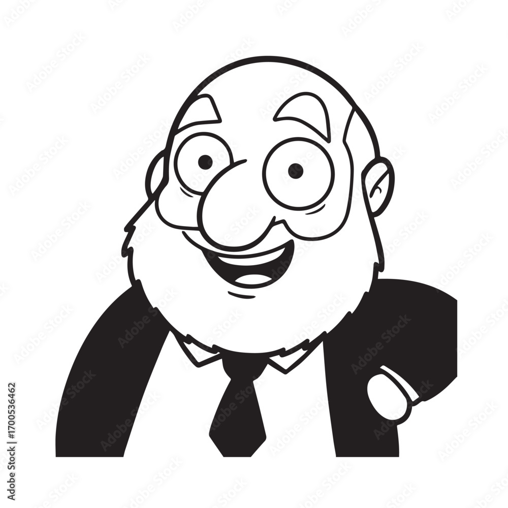 Obraz premium Old man with formal suit black and white vector illustration for classic portrait artwork design