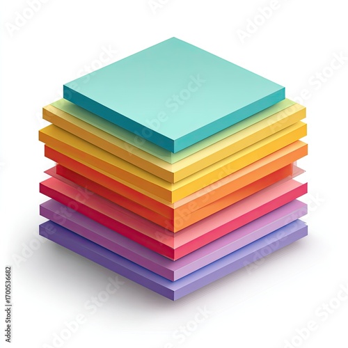 Wallpaper Mural Stacked colorful 3D squares, isometric view Torontodigital.ca