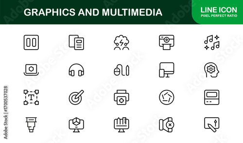 Outline graphics and multimedia icons for professional design. Enhance branding, apps, and digital presentations with premium and versatile visuals.