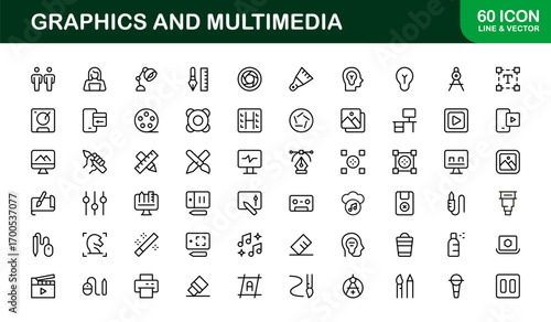Flat graphics and multimedia icons for creative design projects. Perfect for websites, apps, and branding with clean, modern, and professional digital visuals.