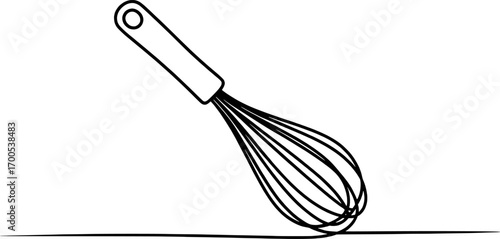 Black outline of a whisk on a white background kitchen utensil cooking tool