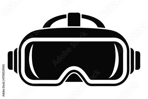 Black Virtual Reality Headset Illustration Modern Tech, Gaming and Immersive Experience Portrayal