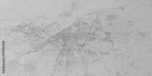 Φωτογραφία Damascus (Syria) street map. The style of the map is grey paper