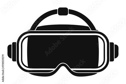 Black VR Headset Virtual Reality, Augmented Reality, Gaming, Technology Silhouette Design