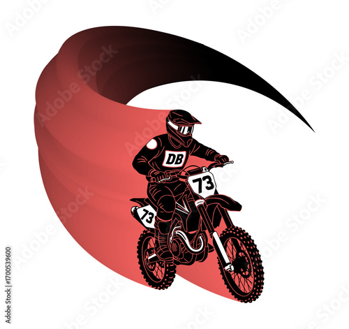 Motorcycle Racer's Silhouette: A dynamic outline of a motorcycle racer is captured mid-action against an abstract backdrop.