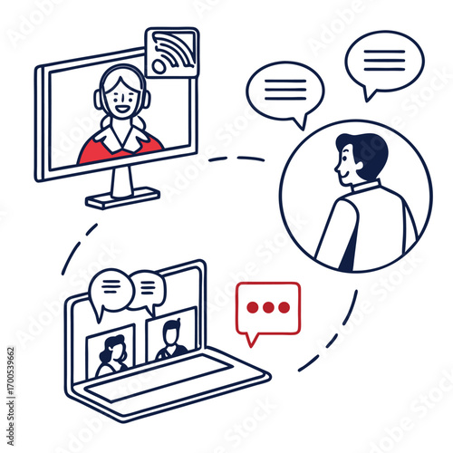 Online Communication and Video Call Icons conference