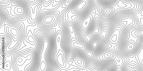 Abstract topographic contours map background. Topographic map and landscape terrain texture grid. Modern design with White background with topographic wavy pattern design. Black-white background