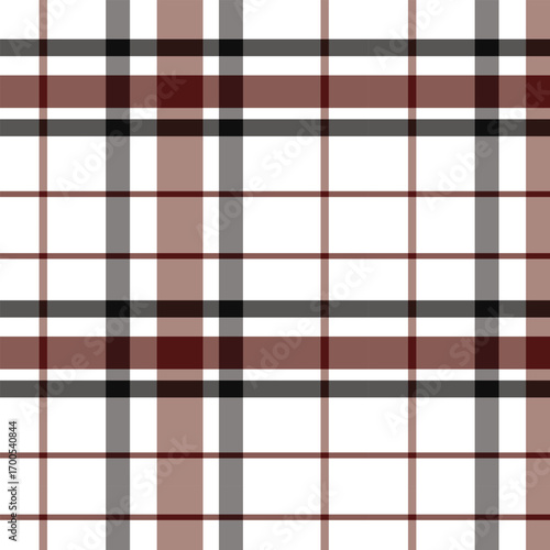 Seamless plaid pattern with warm brown, black, and gray lines