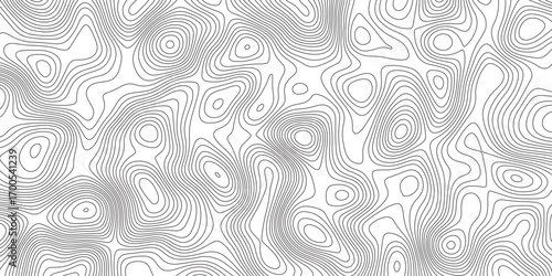 Abstract topographic contours map background. Topographic map and landscape terrain texture grid. Modern design with White background with topographic wavy pattern design. Black-white background