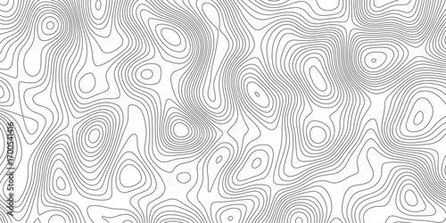 Abstract topographic contours map background. Topographic map and landscape terrain texture grid. Modern design with White background with topographic wavy pattern design. Black-white background