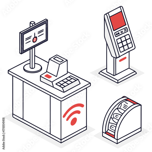 Retail Point of Sale and Service Kiosk Setup counter
