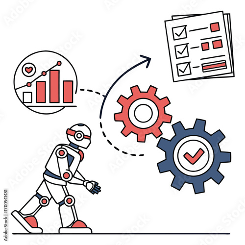 Robot and automation workflow illustration artificial intelligence