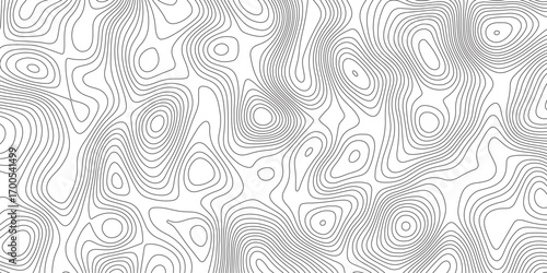 Abstract topographic contours map background. Topographic map and landscape terrain texture grid. Modern design with White background with topographic wavy pattern design. Black-white background
