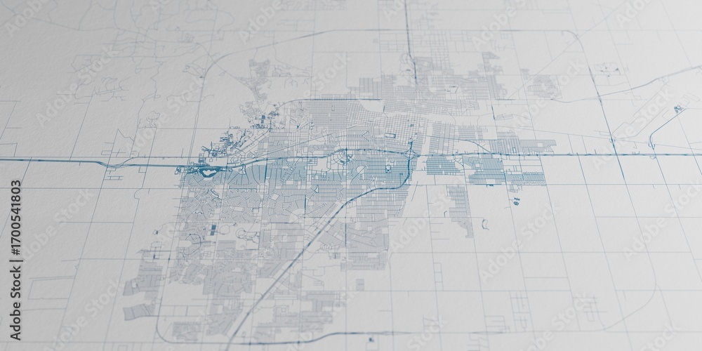 Fototapeta premium Amarillo (Texas, USA) street map. The style of the map is blue ink