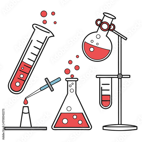 Science Laboratory Beakers Flasks Pipette Bubbles vector