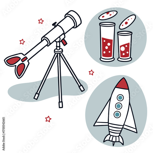Space Exploration and Science Icons telescope tripod