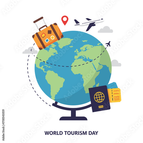 World Tourism Day. around the world concept of World Tourism Day