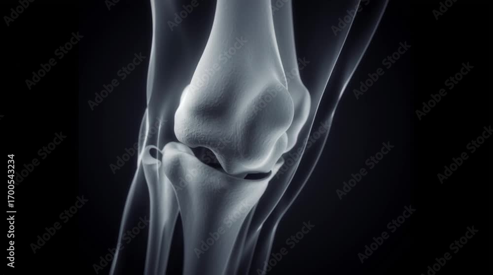 3D medical animation of osteoarthritis in the human knee joint. Hyper ...
