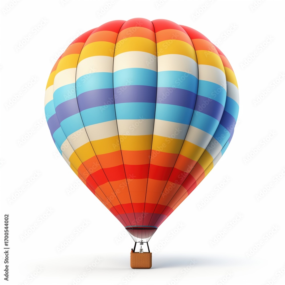 Fototapeta premium Colorful hot air balloon, isolated on a white background