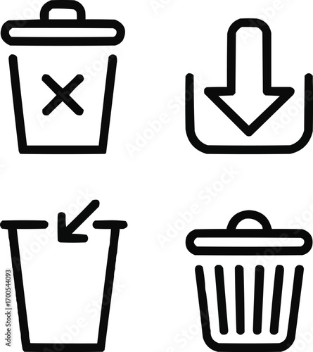 Delete & Trash Symbol Outline Icon Pack  Clean Minimal Style