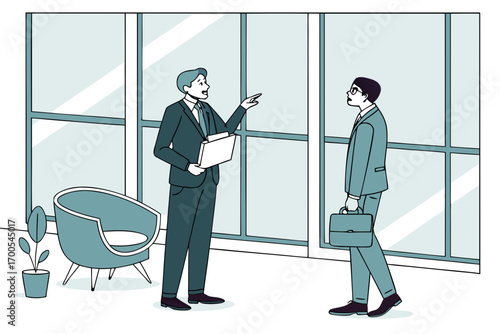 business people working, with office supplies around	
