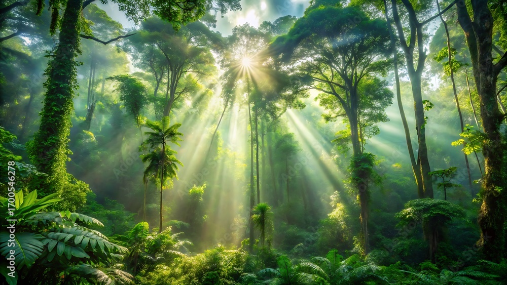 Fototapeta premium sun rays in the forest