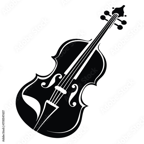Silhouette of a Classical Violin Musical Instrument Graphic Illustration for Art and Design