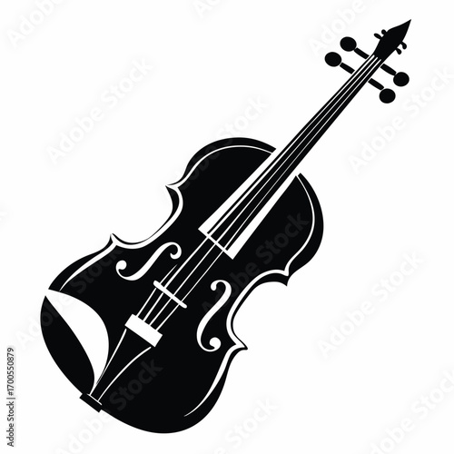 Minimalist Black and White Violin Illustration Classic String Instrument Musical Graphic