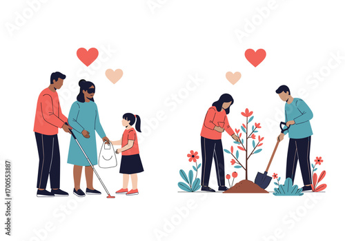 Kindness and environmental care illustrate compassion and community involvement for a better future
