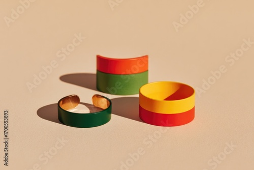 Brightly colored bracelets showcase playful design and modern ae