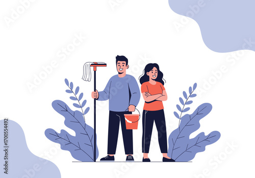 Team of professional cleaners ready to make your home sparkle