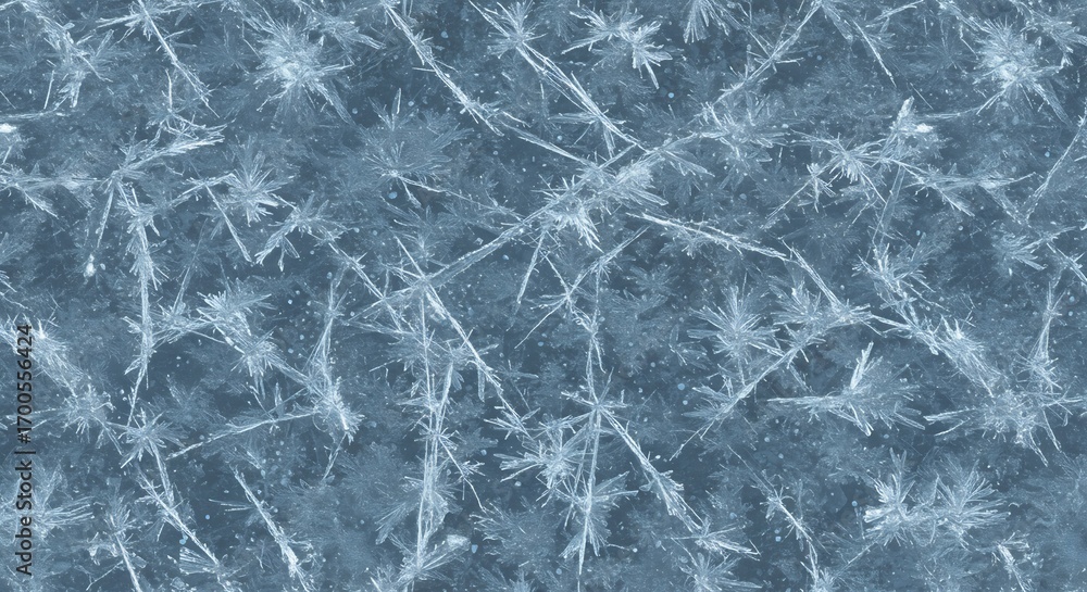 Fototapeta premium Closeup of ice with intricate crystalline patterns and sharp radiating structures