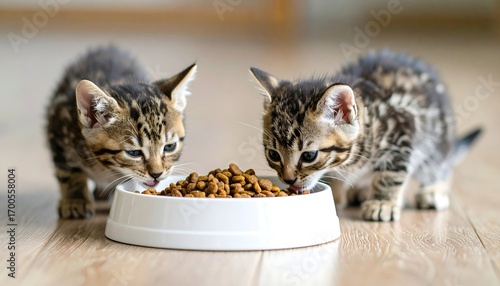 Two kittens eating from a bowl (2)