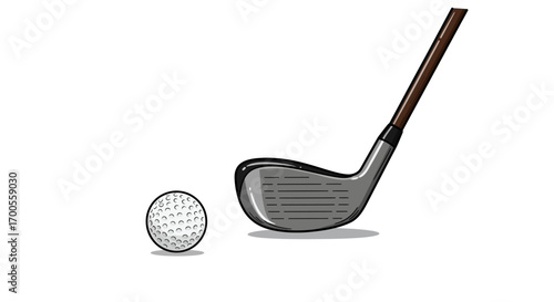 Golf club and ball illustration with minimalist design