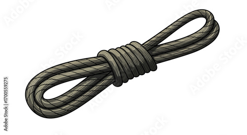 Coiled climbing rope illustration in detailed style