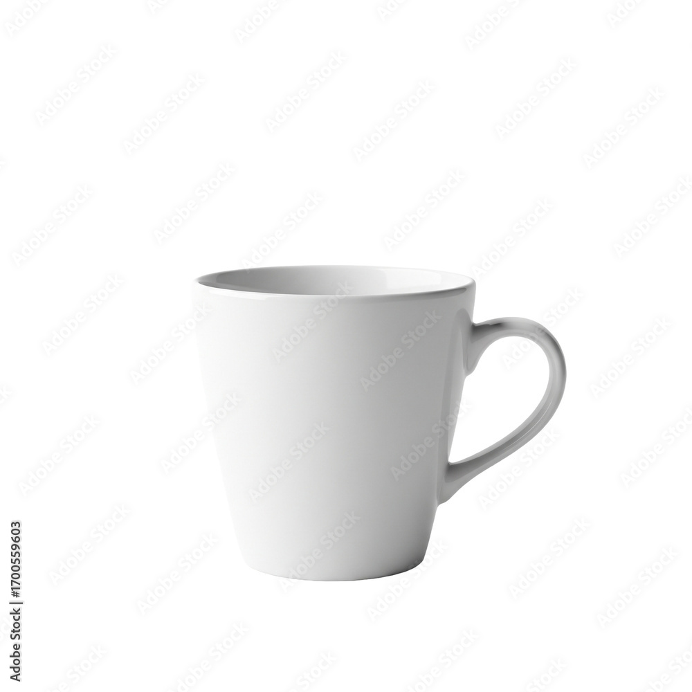 Obraz premium PNG einer weißen Kaffeetasse mit Henkel, schlicht und minimalistisch.