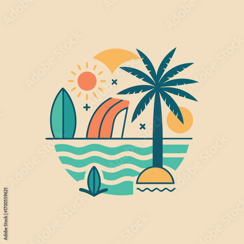 Tropical Vibes: Summer Beach Illustration