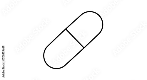 Minimalist black and white pill outline with simple design