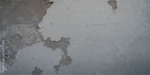 An aged concrete wall with a blank, grey grunge texture, perfect for a vintage backdrop or wallpaper design