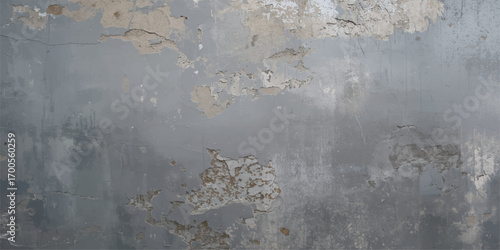 Grunge backdrop with a rusty, peeling paint texture on an old concrete and metal surface